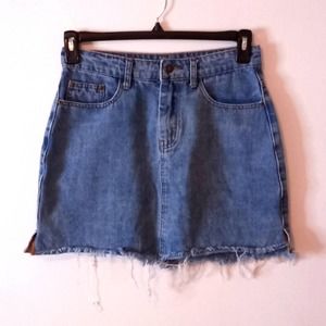 Miami Blue Jean Cut Off Mini Denim Skirt